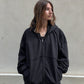 CUT OFF ZIP HOODIE - WASHED BLACK