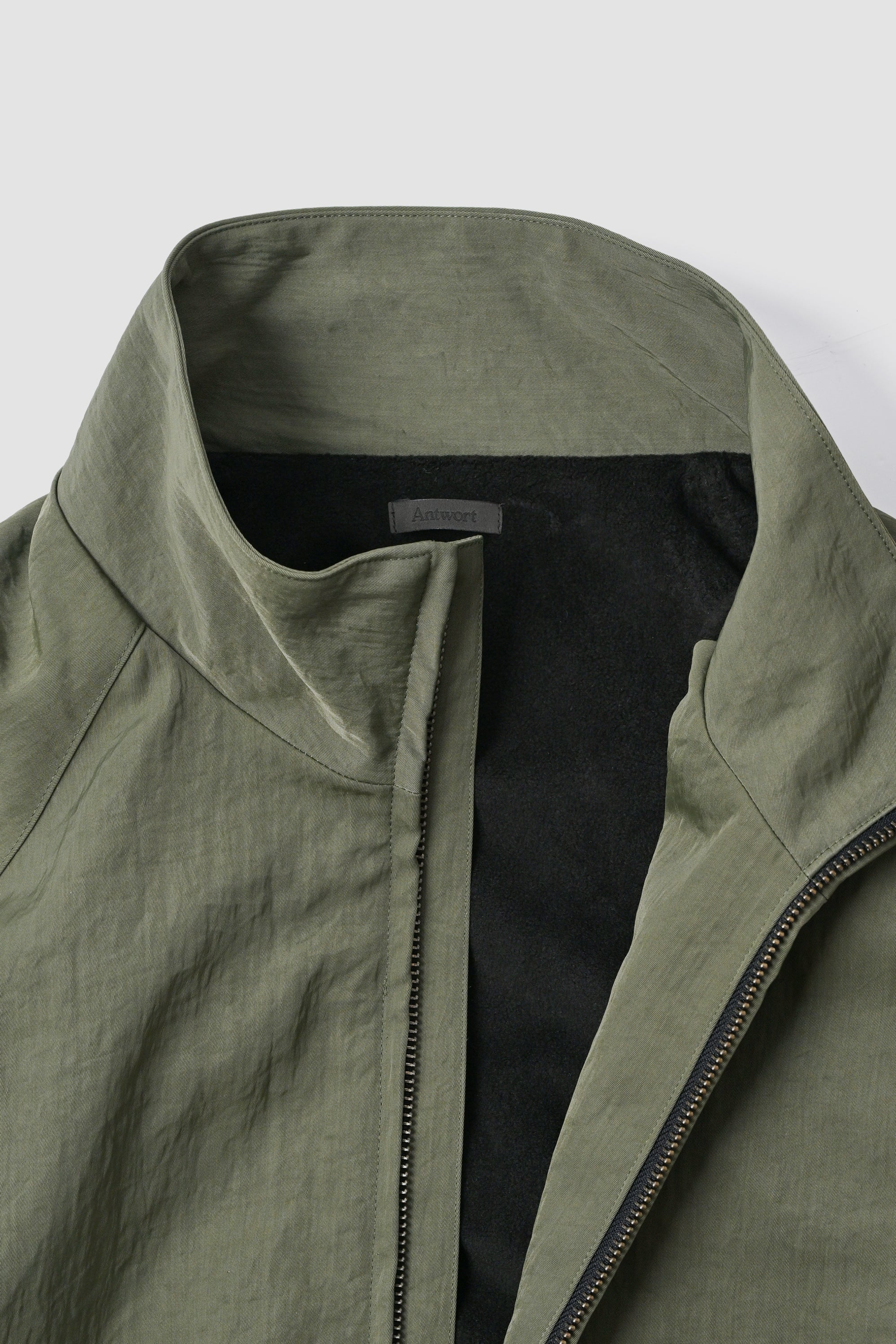 LEATHER PIPED BOMBER JACKET - GREEN