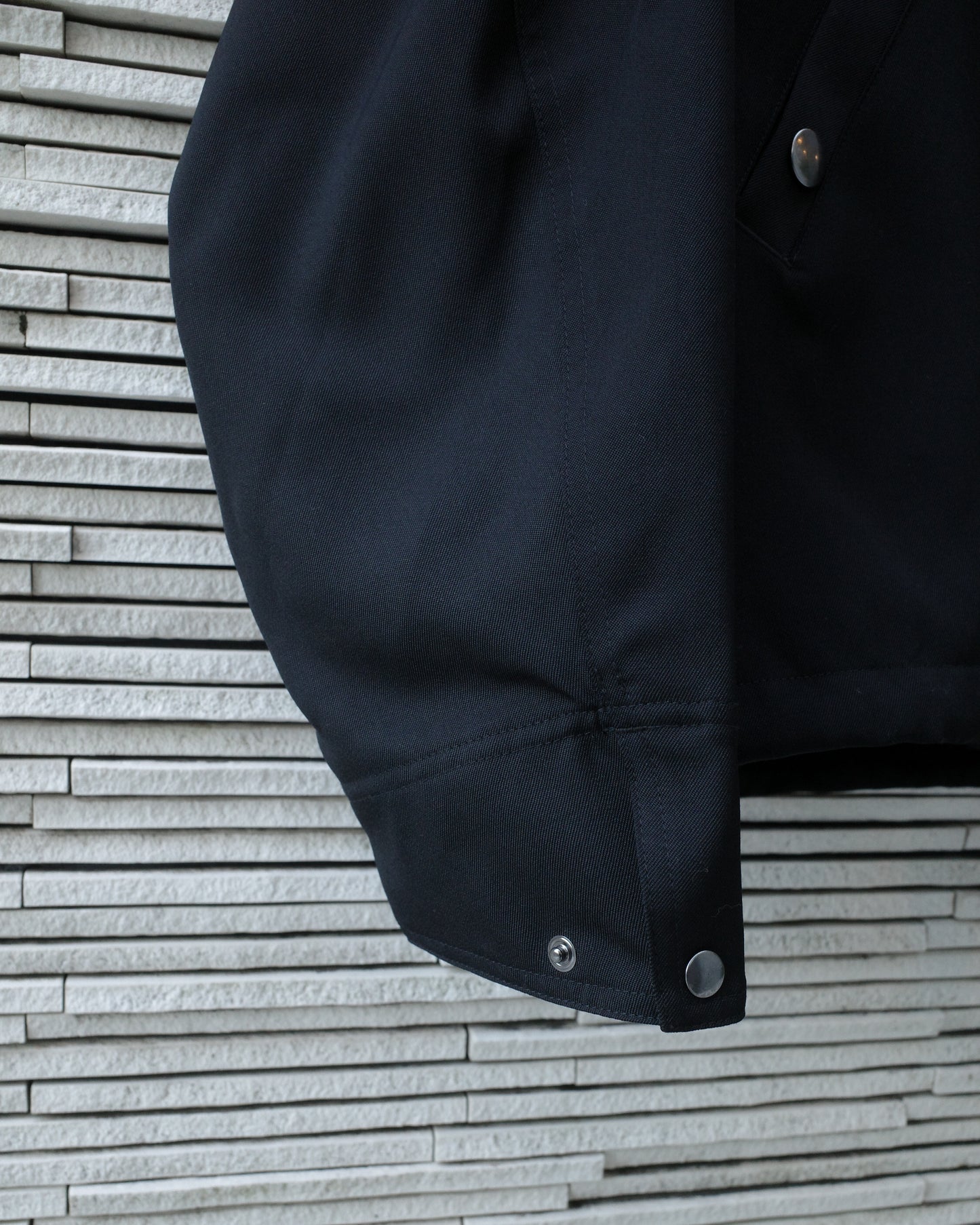 WOOL GABARDINE FLIGHT JACKET - BLACK