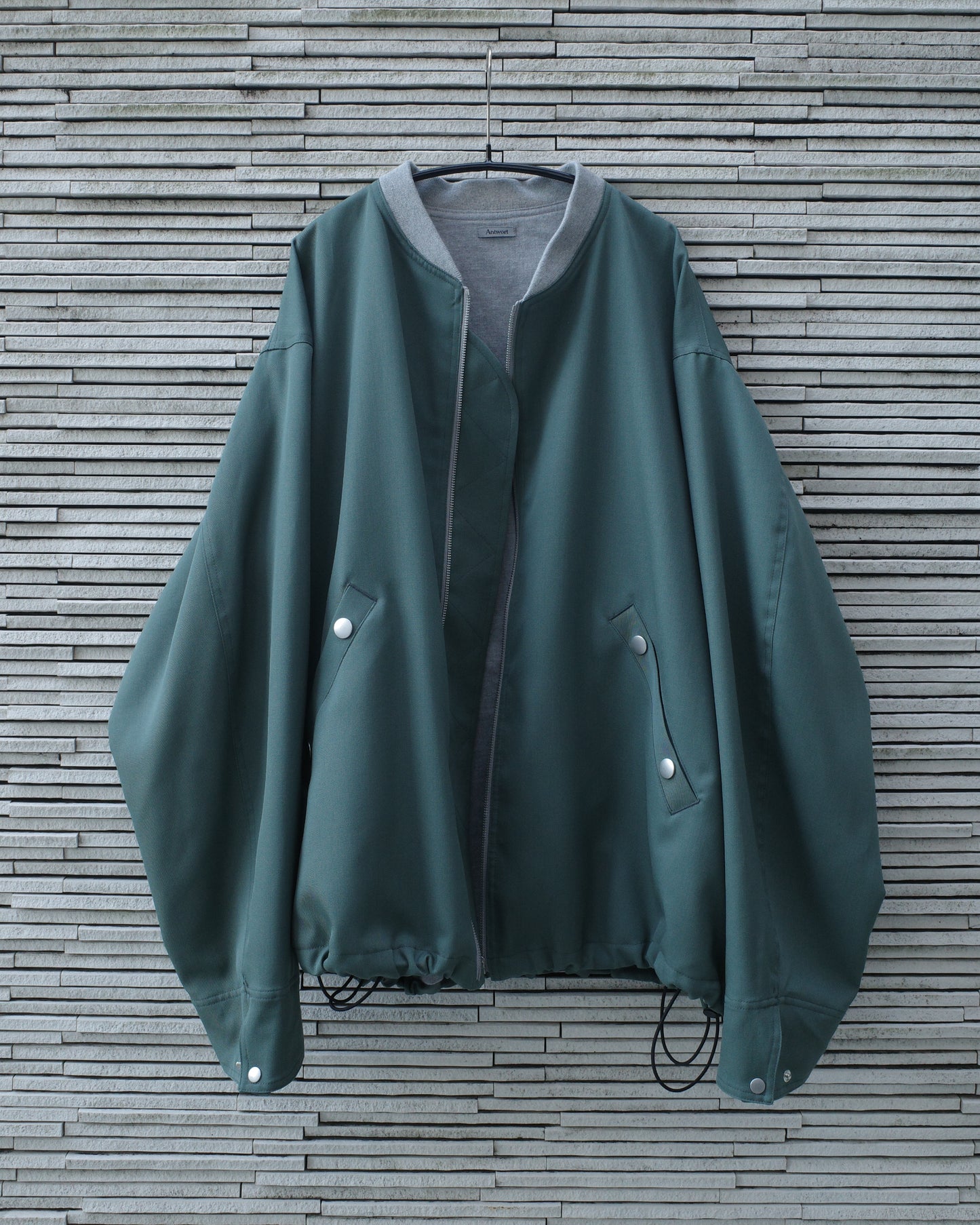 WOOL GABARDINE FLIGHT JACKET - SMOKY GREEN